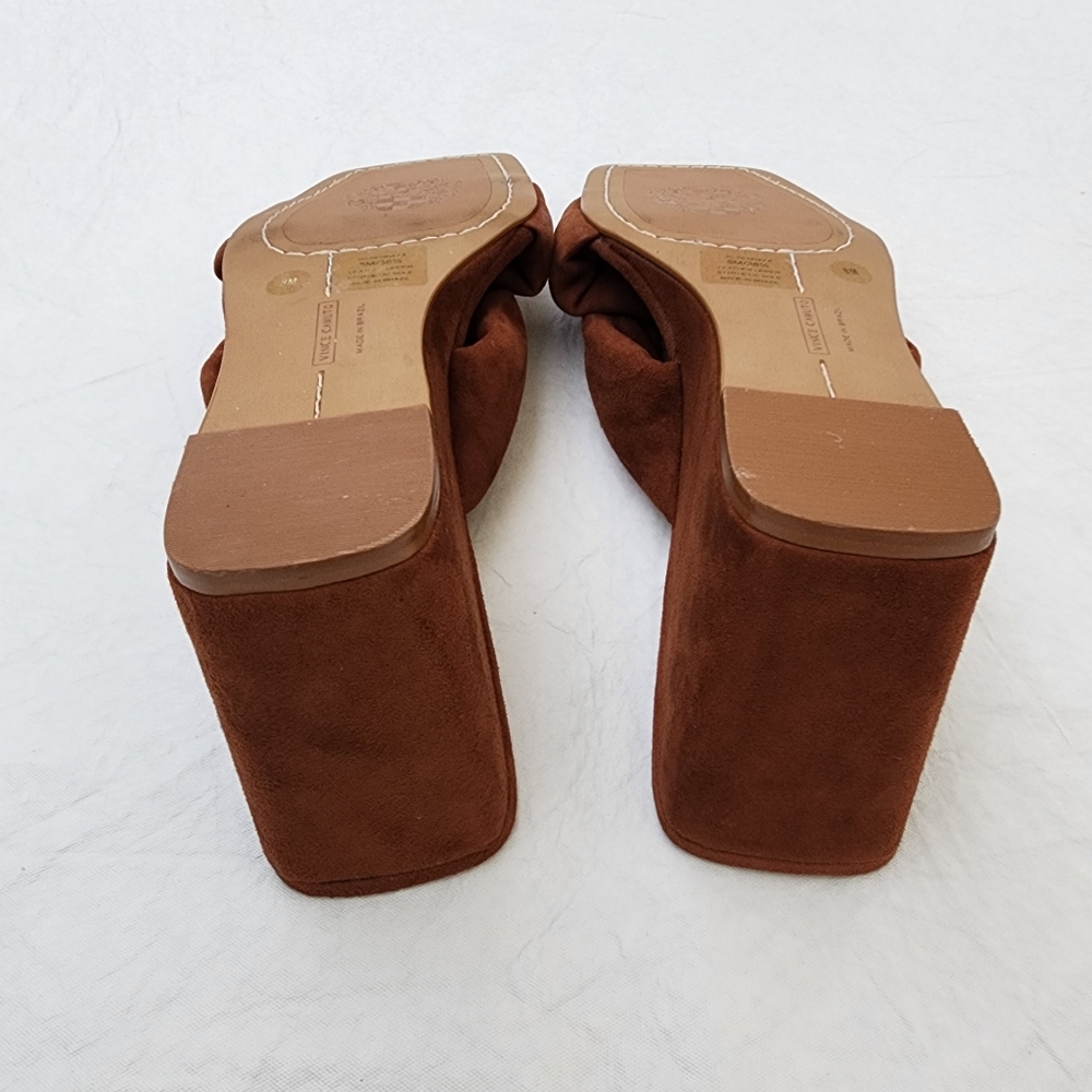 Vince Camuto Rennaya Wedge Sandal for Womens in Warm Caramel/Brown Size 8 - Picture 8 of 10